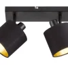 spottivalaisin Tommy 2-os E14 mattamusta/kulta*Trio Lighting Clearance