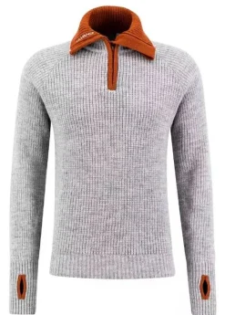 Hot Ulvang neule Rav Sweater w/zip 11294 Grey Melange/Arabian Spice