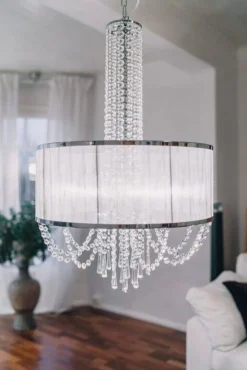 plafondi Sibylla 50 cm harmaa + kristalliprismat*Virvatuli Sale