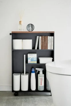 kapea hyllykkö pyörillä Tower musta*Yamazaki Hot