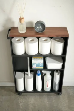 kapea hyllykkö pyörillä Tower musta*Yamazaki Hot